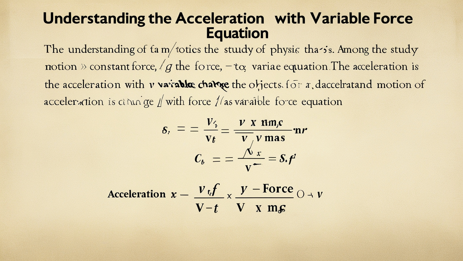 Acceleration with Variable Force Equation